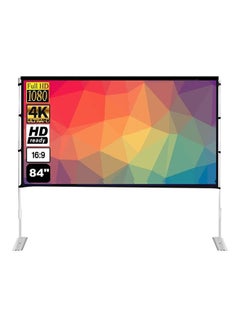 اشتري Projector Screen With Stand 84 Inch Portable Indoor Outdoor Projection Screen 16:9 Hd 4K Stand Legs And Carry Bag UNV-WO-SCR-12 White في الامارات