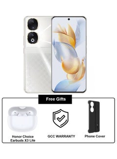 Buy 90 Dual Sim Diamond Silver 12GB RAM 512GB 5G With Case And Honor Choice Earbuds X3 - Middle East Version in UAE