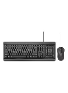 اشتري Silent Wired Keyboard with Ambidextrous 1200 DPI Mouse, Silicone Grip and Spill-Resistant, Combo-CM6 Black في السعودية