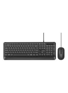 Buy Ultra-Slim Wired Keyboard with 2400 DPI Mouse, Silicone Grip, Palm Rest and Angled Design, Combo-CM5 Black in Saudi Arabia