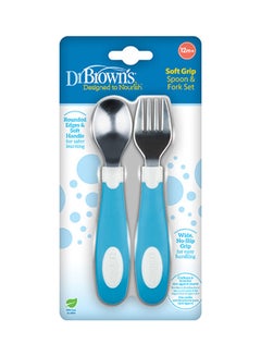 اشتري Soft Grip Spoon And Fork Set, Blue في الامارات