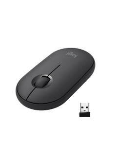 Buy M350 Pebble Wireless Mouse, Bluetooth Or 2.4 GHz With USB Mini-Receiver, Silent, Slim Computer Mouse With Quiet Click For Laptop/Notebook/PC/Mac Black in Saudi Arabia
