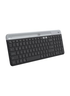 Buy K580 Slim Multi-Device Wireless Keyboard - Bluetooth/Receiver, Compact, Easy Switch, 24 Month Battery, Windows/Mac, Desktop, Tablet, Smartphone, Laptop Compatible, Arabic Keyboard Black/Grey in UAE