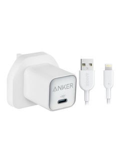 اشتري 511 Charger Nano 3 30W With Powerline II USB-A To Lightning Cable 0.9M White في السعودية