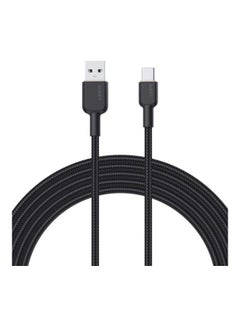 Buy 1M Nylon Braided USB-A To USB-C Cable Black in Saudi Arabia