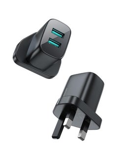 اشتري 2.4A dual-port mini 12W fast charger, supports QC 3.0. Wall charger plug travel adapter mini dual-port 12W fast power charger, compatible with Samsung AFC, Huawei SCP, and other lower versions of iPhones. Black في الامارات