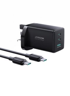Buy Fast Charger And Cable Set PD 65W 3-Port GaN Type-C Plug QC 3.0 USB C Laptop Adapter Compatible With MacBook Pro/Air, Dell XPS, iPhone 14,iPad Pro, Galaxy S23,Pixel 7,Steam Deck/Lenovo/ASUS Contains A 100W C-C Data Cable Black in Saudi Arabia