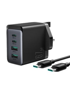 Buy Fast Charger And Cable Set PD 67W 4-Port GaN Type-C Plug QC 3.0 USB C Laptop Adapter Compatible With MacBook Pro/Air, Dell XPS, iPhone 14,iPad Pro, Galaxy S23,Pixel 7,Steam Deck/Lenovo/ASUS Contains One 1.2M 100W C-C Data Cable Black in Saudi Arabia