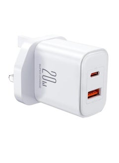 Buy Flash memory series 20W A+C dual-port charger supporting QC 3.0. Wall travel adapter 20W fast power charger, compatible with Samsung AFC, Huawei SCP and other lower versions of iPhone-Etc White in UAE