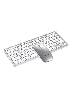 Buy 2.4G Rechargeable Bluetooth Three Mode Wireless Keyboard And Mouse Set Usb External Portable For Desktop Notebook Silver in Saudi Arabia