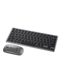 اشتري 2.4G Rechargeable Bluetooth Three Mode Wireless Keyboard And Mouse Set Usb External Portable For Desktop Notebook Gun Black في السعودية