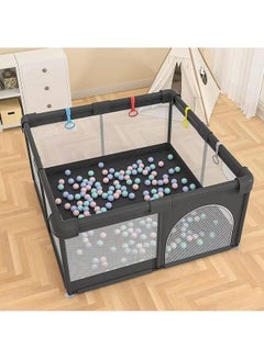 اشتري Baby Playpen For Babies Toddlers Safety Play Yard With Anti Collision Foam Breathable Mesh Indoor Kids Activity Centre Including 40 Ocean Balls And 4 Pull Rings في الامارات