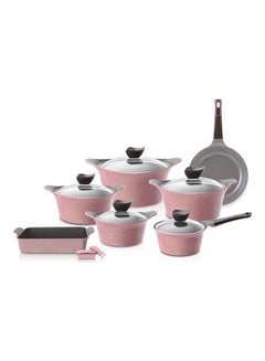 اشتري 12-Piece Aeni Cookware Set Pink 20سم في السعودية