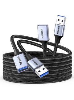 Buy Extension Cable USB 3.0 2 Pack Type A Male to Female Extension Cord Durable Braided 5Gbps Data Transfer Compatible with USB Keyboard Mouse Hard Drive Printer 2M black in UAE