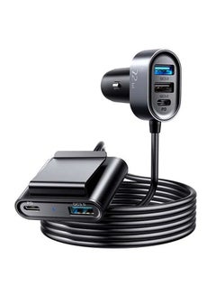Buy Joyroom 72W 5 in 1 Car Cigarette Lighter 5 Socket USB Ports QC 3.0 6.2A Fast Charging 1.5M Extention Splitter Smart Car Charger For Phone Black in UAE