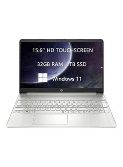 اشتري Touch-Screen Laptop With 15.6-Inch Display, Core i5-1135G7 Processor/32GB RAM/1TB SSD/Intel Iris XE Graphics/Windows 11 With ROKC HDMI Cable English/Arabic Silver في الامارات