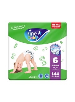 اشتري Diapers, Size 6, 16+ Kg, 144 Count (36 X 4) - Junior, Double Lock Technology Prevents Leakage في الامارات