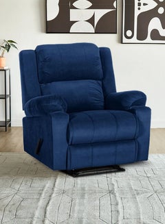 Buy Velvet Upholstered Rocking Recliner Chair With Bed Mode Dark Blue 90x95x80cm in Saudi Arabia