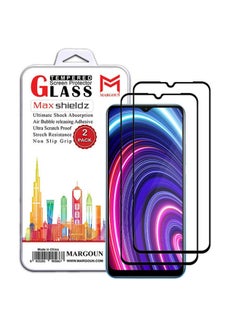 Buy 2 Pack For Realme C25Y Screen Protector Tempered Glass Full Glue Back Black Side in UAE