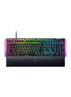 Buy Razer BlackWidow V4 Mechanical Gaming Keyboard, Green Switches Tactile & Clicky, Chroma RGB, 6 Dedicated Macro Keys, Magnetic Wrist Rest, Doubleshot ABS Keycaps - Black in UAE