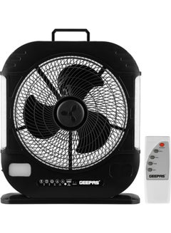 Buy 12" Rechargeable Fan with Remote Control With LED Light Function, High Performance Fan with Working Time up to 20 Hours, 3-Speed Controls| Powerful and Efficient Cooling| High Performance Motor for High Speed Wind| 2 Years Warranty GF21190 Black in Saudi Arabia