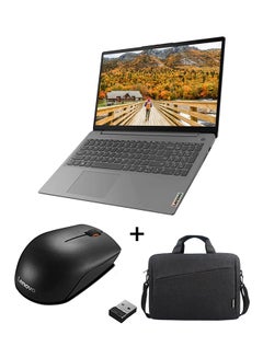 اشتري IdeaPad 3 Laptop With 15.6-Inch Display, Core i5-1155G7 Processor/8GB RAM/512GB SSD/Integrated Graphics/Windows 10 With T210 15.6 Inch Toploader Laptop Bag + Wireless Mouse English Arctic Grey في الامارات