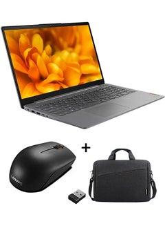 اشتري IdeaPad 3 Laptop With 15.6-Inch Display, Core i7 1255U Processor/8GB RAM/512GB SSD/Intel Iris Xe Graphics/Windows 11 With T210 15.6 Inch Toploader Laptop Bag + Wireless Mouse English Arctic Grey في الامارات