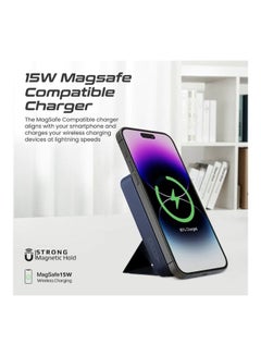 Buy 10000.0 mAh Supercharge Mag Safe Compatible And Apple Watch Wireless Charging Power Bank Trio Blue in Saudi Arabia