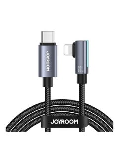 اشتري كابل شحن الألعاب السلس كابل لايتنينج 1.2 متر USB C إلى كابل الشاحن مزامنة البيانات السريعة مضفر 90 درجة شحن سريع لهاتف Iphone 14 /13 /12 Pro Max، Pro، Mini، New Ipad في الامارات