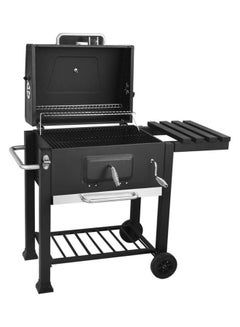 Buy Trolley Charcoal Barbecue Grill A picnic BBQ Outdoor Patio Garden With Side Trays And Storage Shelf Black 35 x 50 x 150cm in UAE