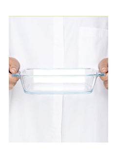 Buy Microwavable Square Baking Dish With Handle- Microwave, Oven And Dishwasher Proof White 1.6Liters in Saudi Arabia