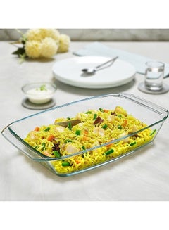 Buy Microwavable Deep Rectangular Dish With Handle, Microwave, Oven And Dishwasher Proof White 3Liters in Saudi Arabia