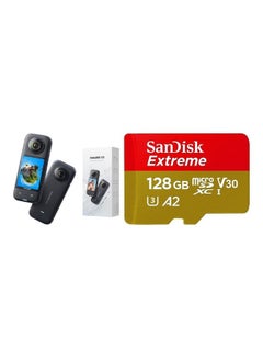 Buy CINSAAQ/B X3 360 Degree Action Camera SanDisk 128GB Extreme MicroSD UHS I Card For 4K Video On Smartphones, Action Cams And Drones in UAE