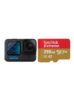 اشتري Hero11 Waterproof Action Camera With SanDisk 256GB Extreme MicroSD UHS I Card For 4K Video On Smartphones, Action Cams And Drones في الامارات
