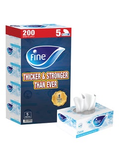 Buy Classic Sterilized Facial Tissues White 2 Ply 200 Sheet Pack Of 5 White in UAE