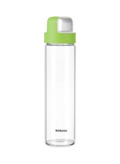 Buy Crysto Glass Bottle With Green Lid- Wide Mouth, Freezer Safe White/Green in Saudi Arabia