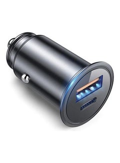 Buy Duo 65W QC 3.0 Plus PD 20W USB A And Type C Super Fast Car Charger Compatible With iPhone, Samsung, Macbook, Laptops, Tablets Black in UAE