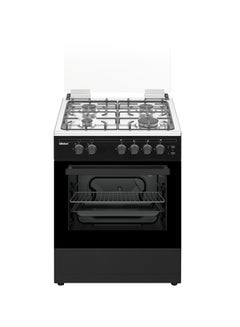Buy 60 x 55 Gas Cooker, 4 Gas Burner, Gas Oven & Gas Grill, 6 Knob Control, Manual Button Ignition, Glass Lid, Inner Light, 59.8 x 56.7 x 86 cm, Black, Made In Turkey NGC7407BK Black in UAE