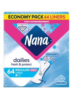 Buy Daily Deo Fresh Regular Liners Economy Pack 64 Pads White in UAE