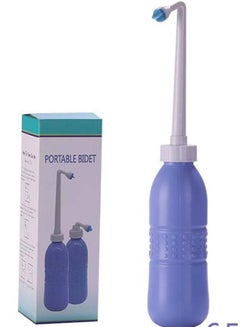 Buy 3-Piece Travel Shattaf Handheld Bidet Bottle Set Light Blue/White 15x7cm in Saudi Arabia
