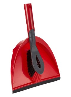 Buy 2x1 Short Handle Dustpan Standard – Dustpan And Brush, Ultra-Thin Black Fibers,  Red Fibers, Ergonomic, Versatile, - Red & Black (25 x 5 x 35 cm) Red/Black/Grey in UAE