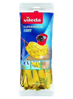 Buy Supermocio Soft Floor Mop Refill, Easy-click, Microfibre, Ergonomic, Machine washable Yellow/Red in UAE