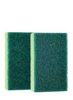 Buy Ultra Fresh Med Foam Dishwashing Scourer,  Antibacterial, High Absorption, Hygienic, Long-Lasting, Green, 2 Pcs Green in Egypt