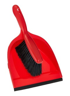 Buy Dustpan And Brush Standard Set, Grooved Edge, Rubber Lip - Red ( 33 x 23 x 8 cm) Red/Black in Saudi Arabia