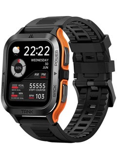 Buy Tank M2 Bluetooth Answer Make Call Smart Watches For Men 5 ATM US Military Certified With 70 Sport Modes 1.85 Inch For Android IOS IPhones With Heart Rate Blood Pressure Black/Orange in UAE