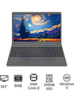 Buy G1 laptop with 14.1-inch Display, Core i3 Processor/8GB RAM/256GB SSD/40.425wh battery/Windows 11 system/ Grey in Saudi Arabia