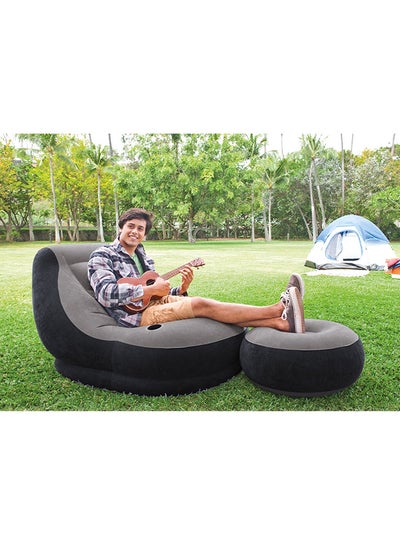 اشتري Ultra Lounge Living Room Inflatable Sofa Set With Ottoman Footrest رمادي/أسود 102x137x79سم في الامارات