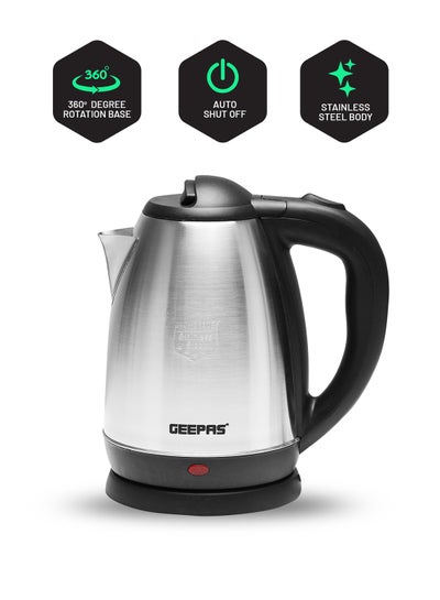 Buy Electric Tea Kettle 1.8 L, Auto Shut Off And Boil Dry Protection, Safety Lock Lid, 360 Degree Rotational Base, Stainless Steel, Ergonomic Handle, Perfect Pour, Large Capacity 1.8 L 1500 W GK5454B Silver/Black in Saudi Arabia