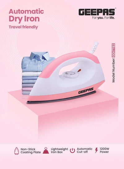 Buy Dry Iron - Non-Stick Coating Plate & Adjustable Thermostat Control | Indicator Light with ABS Material | 2 Years Warranty 1200 W GDI7782 White, Pink in Saudi Arabia