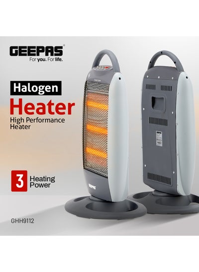 Buy Halogen Heater High Performance Heater with 3 Heating Power Oscillating Function 1200 W GHH9112D Grey in UAE